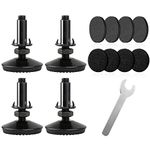 Tahikem 4 Set M10 Adjustable Leveling Feet, Heavy Duty Height Adjuster Furniture Leveler Foot With T Nut, Screw On Cabinet Restaurant Table Chair Self Levelers Leg (2" Base Dia & Thread Length, Black)