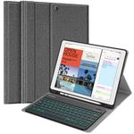 Fintie Keyboard Case - 2017/2015 iPad Pro 12.9 inch (Old Model) 1st & 2nd Gen Case, Soft TPU Protective Cover, [7 Color Backlit] Magnetically Detachable Wireless Bluetooth Keyboard, Gray