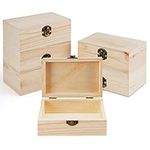 BELLE VOUS 6 Pack of Unfinished Boxes with Hinged Lids - 15.2 x 10 x 6cm/5.98 x 3.94 x 2.36 Inches - Decorative Wooden Storage Organiser Boxes for Jewellery, Trinkets/Keepsakes, and DIY Arts/Crafts