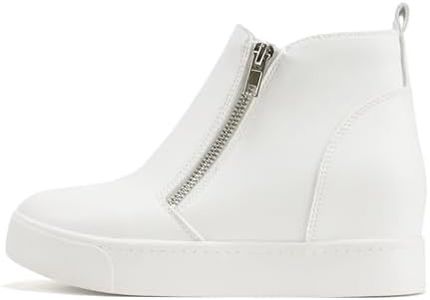 Soda Womens Taylor Nubuck Hight Top Slip On Fashion Sneakers, Pu White, 8.5