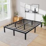 Queen Bed Frame 3600lbs Heavy Duty Metal Platform No Box Spring Needed with Steel Slat Support, Easy Assembly,Noise-Free 16 Inch (16 Inch, Queen (U.S. Standard))