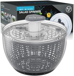 Smile mom Salad Spinner Large Lettuce Spinner Kitchen Gadgets, Large Salad Spinner Vegetable Washer, High Efficiency for Kitchen Washing & Drying Leafy Vegetables, One-Handed Easy Press 6.3 Qt Grey