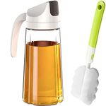 VUL Oil Dispenser, Auto Flip Cap Oil Bottle for kitchen, 630ml Glass Olive Oil Bottle with Brush, Non-Drip Spout, Leakproof, Non-Slip Handle Container for Kitchen Cooking