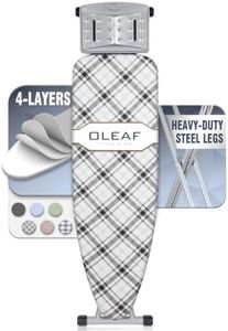 oleaf Ironing Board with Cover and Thicken Pad Height Adjustable Full Size Foldable Iron Board with Iron Rest, Stable Steel Legs, Metal Construction, Heat Resistant, Black and White Checkered