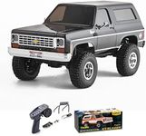 WOWRC FMS 1/24 FCX24 Chevy K5 Blazer RC Crawler,Pick Up Truck & SUV 2 in 1,4WD 8+ kmh 2 Speeds Transmission,Off-Road RC Car with Battery,USB Charger and 2.4Ghz Remote Control for Adults,Black