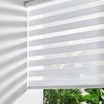 Persilux Cordless Zebra Blinds for Windows Free-Stop Roller Windows Shades (22" W X 72" H, White) Dual Layer Light Control for Day and Night, Light Filtering Sheer Shades for Home, Easy to Install