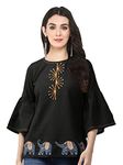 Yash Gallery Women's Cotton Solid Regular Fit Straight Diwali Top for Women (1336Ykblack_Black_Xx-Large)