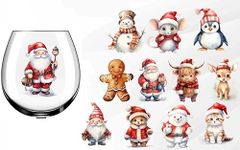 x12 Mixed Christmas Design Glass Vinyl Decal Stickers cp1