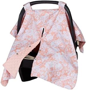 Insular Floral Car Seat Covers for Babies, Infant Minky Car Seat Canopy Cover for Boys Girls, Newborn Carseat Cover, Breasstfeeding Nursing Cover, Pink Flower