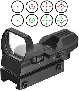 Red Dot Visier Sight Scope Leuchtpunktvisier Reflexvisier Reflex Sight Red Green mit Tactical 4 Reticles für 20mm/22mm Weaver oder Picatinny Railsysteme