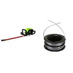 GreenWorks Pro 80V 26-Inch Cordless Hedge Trimmer (GHT80320) + .080-Inch 80V Front Mount String Trimmer Replacement Spool