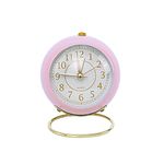 Bedside Alarm Clock, No Ticking Battery Powered Desk Clock Small Bedside Clock Silent Alarm Clock Analogue Clock for Bedroon Desk(Pink)