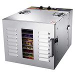 BioChef Arizona 10 Tray Commercial Stainless Steel 1000W Food Dehydrator with 15 Hour Digital Timer, Stainless Steel Trays