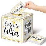 Gold Brass Donation Box Ballot Box Raffle Box Safe Suggestion Box with Raffle Tickets Cards Ballot Box with Slot Collection Box for Raffles (1 Pack)