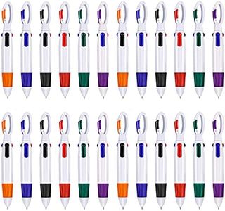 KAHEIGN 24 Pièces Stylos De Navette, 4 En 1 Stylos Multicolores Rétractable Stylos à Bille Avec Porte-clés à Boucle Sur Dessus Pour Les Fournitures Scolaires De Bureau étudiants Enfants (6 Couleurs)
