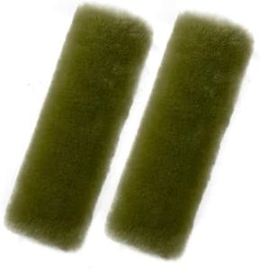 Andalus Brands 2 Pack Genuine Merino Wool Sheepskin Seat Belt Cover – Soft Shoulder Pad, Neck Cushion Protector – Authentic Car Accessories (Pea Green)