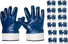 Kavish 12 Pack Blue Safety Work Gloves .Waterproof And Oil Resistant glove for Petrochemical & Fuel Transport Workers,Outside all kind of works,Chemical related,heavy duty Nitrile coated (Large)