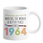 60th Birthday Gifts for Women, Funny 60 Year Old Gift Coffee Mug, 1961 60th Birthday Mugs for Her, Mom, Aunt, Wife, Sister, Grandma, Friend, 11 oz Tea Cup Making The World a Better Place Since 1961