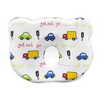 Hopop Memory Foam Infant Baby Head Shaping Pillow for Preventing Head for Flat Head Syndrome Ideal for 0-12 Months (Multi Color, Transport Print)