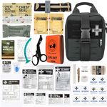 RHINO RESCUE First Aid Kit, Molle IFAK Medical Pouch for Tactical, Car, Camping, Travel, Hiking, Black