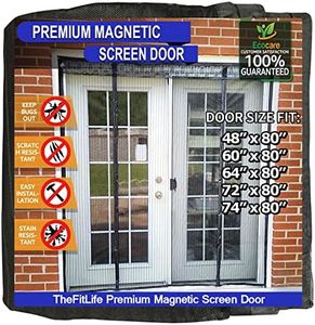 TheFitLife Double Door Magnetic Screen - Mesh Curtain with Full Frame Hook & Loop Powerful Magnets, Snap Shut Automatically for Patio, Sliding Or Large Door(62''x81'' - Fits Doors up to 60''x80'')