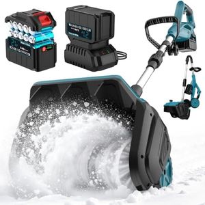 10000mAh Brushless Cordless Snow Shovel with Wheels,17-Inch Electric Snow Blower Battery Powered,20-30ft Snow Thrower Distance&Adjustable Plate, Snow Removal for Driveway Car Deck Sidewalks