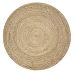 Fernish Decor Jute Round Rug - Braided Reversible Rug for Living Room Bedroom (Beige, 6 Feet / 180 CM, Round)