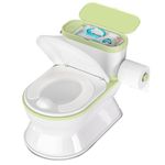 CheerTry 2-in-1 Toddler Potty Training Toilet - Larger Potty Chair & Detachable Training Seat for Boys & Girls Ages 1-3 with Flushing Sound, Wipes Storage, Toilet Paper Holder