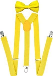 trilece Yellow Men Suspender and Bow Tie