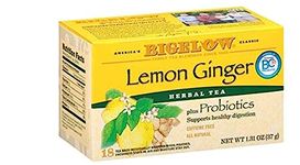 Bigelow Lemon Ginger Herb Plus Probiotics Tea - Caffeine Free - 18 Individually Wrapped Tea Bags