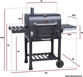 CosmoGrill XL Charcoal BBQ Smoker – Portable Grill with Side Tables & Thermometer