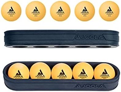 JOOLA Magnetic Table Tennis Ball Accessory Holder - Includes 10 3 Star Ping Pong Balls with 2 Rubber Holders - 40mm Balls Fit Inside Tray - Connects to Any Metal Frame Ping Pong Table, Blue (11193)