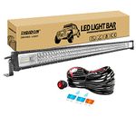 RIGIDON Straight Thin Slim Led Light Bar 52 inch 675W With 12V Wiring Harness Cable Kit, Fog Light for Car Off road Truck ATV 4x4, Flood Spot Combo Beam, Waterproof Driving Work Lamp, 6000K White