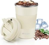 Aolieh Travel Mug, Insulated Coffee Cup,Double Walled Travel Mug Vacuum Insulation Stainless Steel with Leakproof Lid Eco-Friendly Reusable Cup for Coffee,Tea and Beer Sand 380ML