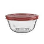 Anchor Hocking Glass Mixing Bowls with Lids, Cherry, 1.5 Quart (Set of 2) -