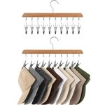 StorageWorks Hat Rack, Set of 2 Wooden Hangers with Adjustable Stainless Steel Clips, Heavy Duty Wardrobe Organiser and Storage for Baseball Caps, Closet Essentials Fits All Caps, Natural Wood Color