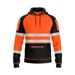 trending babz Mens Hi Vis 2 Tone Yellow Orange Sweatshirt Reflective Tape Band 3 Zips Patched Pull Over Security Work Wear Hoodie S-2XL