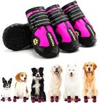 Hcpet Dog Shoes, Dog Boots for Small Dogs, Waterproof Medium Dog Booties Paw Protector for Summer Hot Pavement, Winter Snowy Day, Outdoor Walking, Indoor Hardfloors Anti Slip Sole Pink Size 5