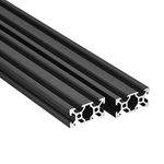 sourcing map 2 Pcs V Slot 2040 Aluminum Extrusion European Standard 400mm 15 Inch Length Anodized Rail Black for CNC DIY 3D Printer and Industrial