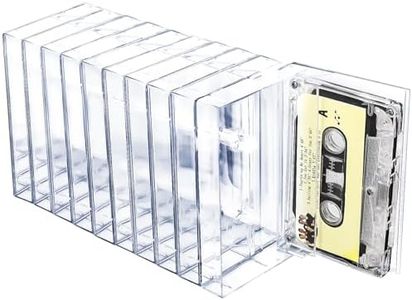 10-Pack Cassette Tape Storage Cases & Holder - Clear Plastic Audio Cassette Organizer with Anti-Scratch/Dust Protection, Classic Norelco-Style Replacement Boxes (4.28"L x 2.75"W x 0.6"H)