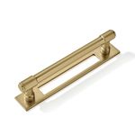 khtumeware 5 Pack 5 inch (128 mm) Center to Center Champagne Bronze Cabinet Pull Backplate with Base Plate Zinc Satin Brass Kitchen Cabinet Handles Drawer Pulls Cabinet Hardware