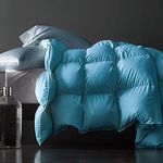 Royoliving Premium Heavyweight Greyduck Feathers Down Comforter King Size Thickened Turquoise 100% Cotton Cover Down Proof Winter Duvet Insert with Corner Tabs, 70 Oz