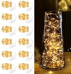 12 Pack Fairy Lights Battery Operated -7ft 20 LED Silver Wire String Lights Waterproof Mini Firefly Lights for Bedroom, Wedding, Mason Jars, DIY, Crafts, Christmas Garlands, Party Decor