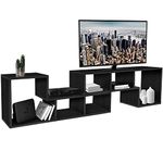 ABOUT SPACE TV Stand - Wooden TV Entertainment Unit and Shelf Storage for Set Top Box,Home Theatre,Books for Living Room,2 L Shaped TV Unit for 32 to 72 inch TV,Adjustable TV Table - Black Mahogany