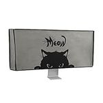 kwmobile Computer Monitor Cover Compatible with 34-35" monitor - Meow Cat Grey/Black