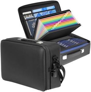 Wapuai Fireproof Document Box with Combination Lock, Water-Resistant Portable File Organizer Case with Accordion Folder for Important Documents and 15" Laptop Storage