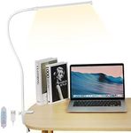 Desk Lamp, LED Desk Lamps with Clamp 3 Color Modes & 10 Brightness Levels Eye-Caring Reading Light Gooseneck LED Book Lights, Easy Clip on Desk Light for Home Office(White)