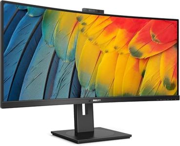 Philips 34B1U5600CH - 34 Inch WQHD Curved Monitor, 120Hz, VA, 4ms, Webcam, KVM, MultiView, RJ-45 to USB-C, Height Adjust (3440 x 1440 @ 120Hz, HDMI 2.0 / DP 1.4 / USB-C PD 100W) (Renewed)