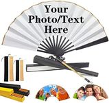 EAQ Custom Folding Fan with Photo Personalized HandHeld Folding Fans with Bamboo Frames Vintage Retro Style for Dancing Cosplay Wedding Party Props-Black-8 in