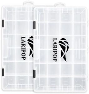 LARIPOP Fishing Tackle Box Set with Adjustable Dividers, Transparent Organizer Tray, Plastic Tool Box, Bait Separator -Angler's equipment lure box - 2 Packs Tackle Trays - Parts Box